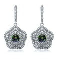 thumbnail image 2 of Gem Stone King 925 Sterling Silver Green Mystic Topaz Flower Dangle Earrings for Women (4.64 Cttw, Gemstone Birthstone, Round 6MM), 2 of 3