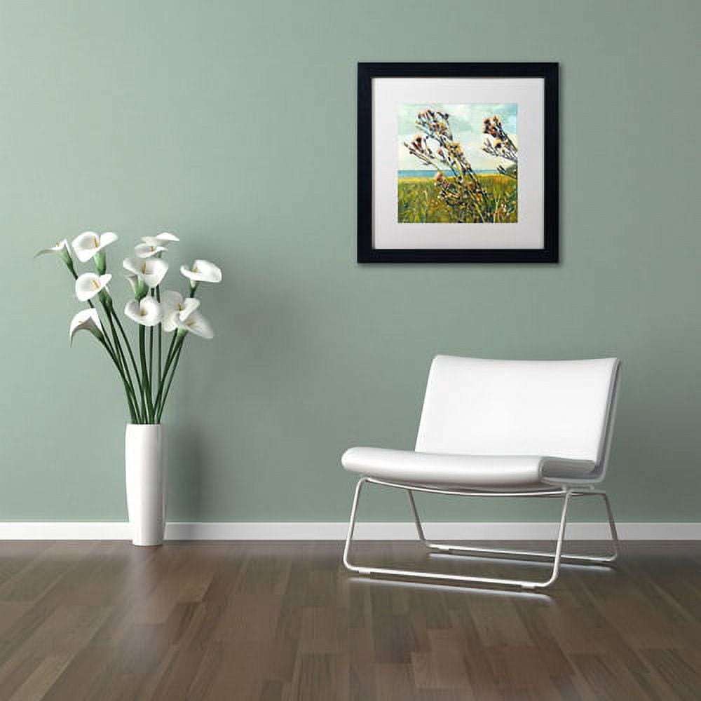 Trademark Fine Art "Thistles on the Beach" Canvas Art by Michelle Calkins, White Matte, Black Frame