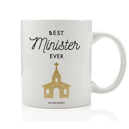 BEST MINISTER EVER Coffee Mug Gift Idea Bride & Groom Beautiful Thank You or Christmas Holiday Present for Religious Clergy Performing Wedding Ceremony 11oz Ceramic Tea Cup by Digibuddha