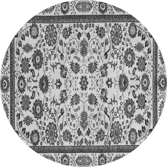 Ahgly Company Indoor Round Abstract Gray Modern Area Rugs, 5' Round