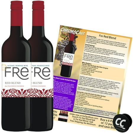 Sutter Home Fre Red Blend Non-Alcoholic Red Wine Experience Bundle with Chromacast Pop Socket, Seasonal Wine Pairings & Recipes, 12/750ML, 2-Pack