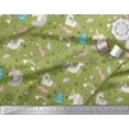 thumbnail image 2 of Soimoi Green polyester Crepe Fabric Unicorn & Rainbow Nature Print Sewing Fabric Yard 42 Inch Wide, 2 of 5