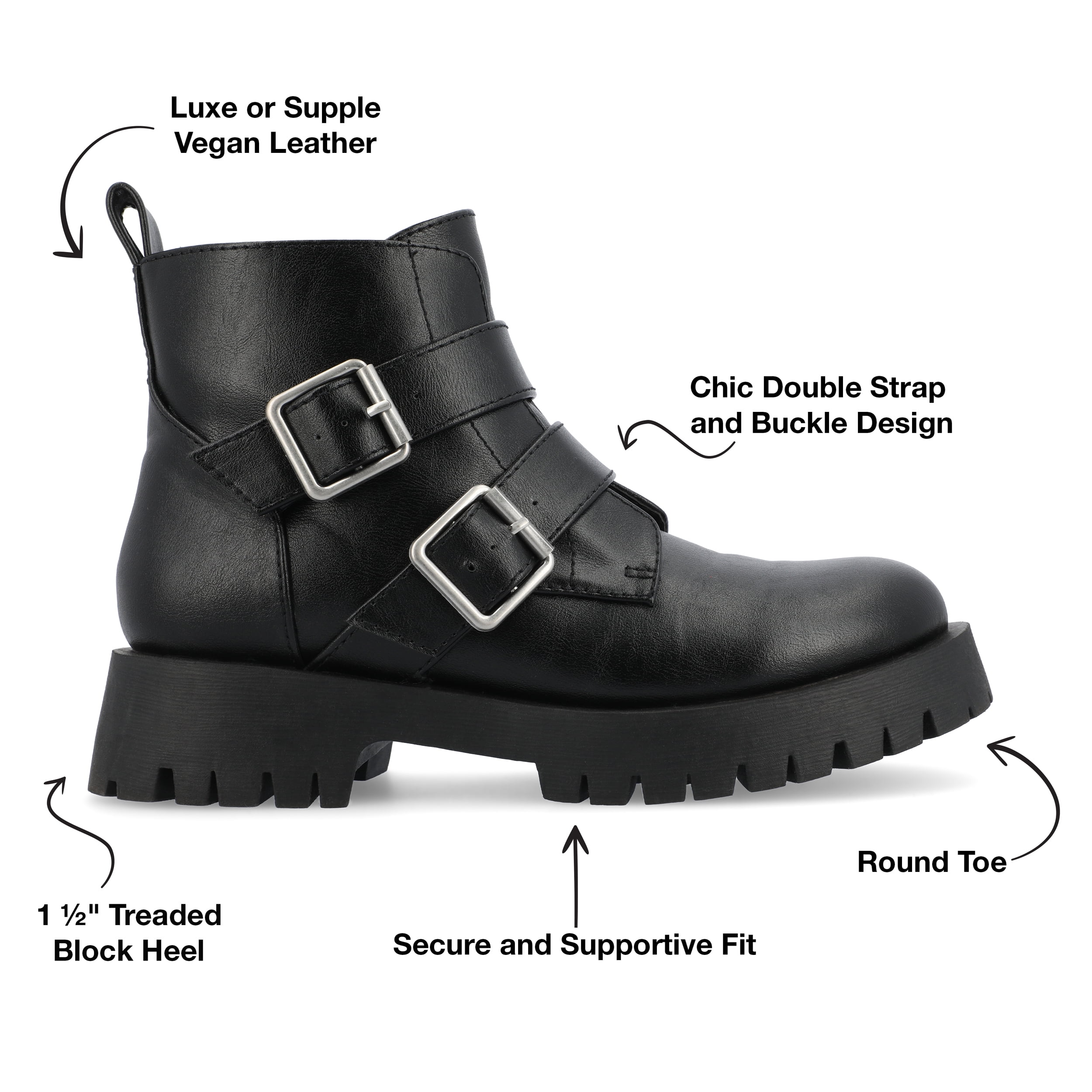 Journee Womens Maebry Treaded Outsole Round Toe Booties