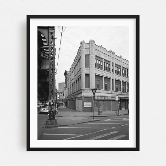 Broadway & Graham Avenue B&W - Brooklyn New York Photography Black Framed Wall Art Print 16 x 20 inches
