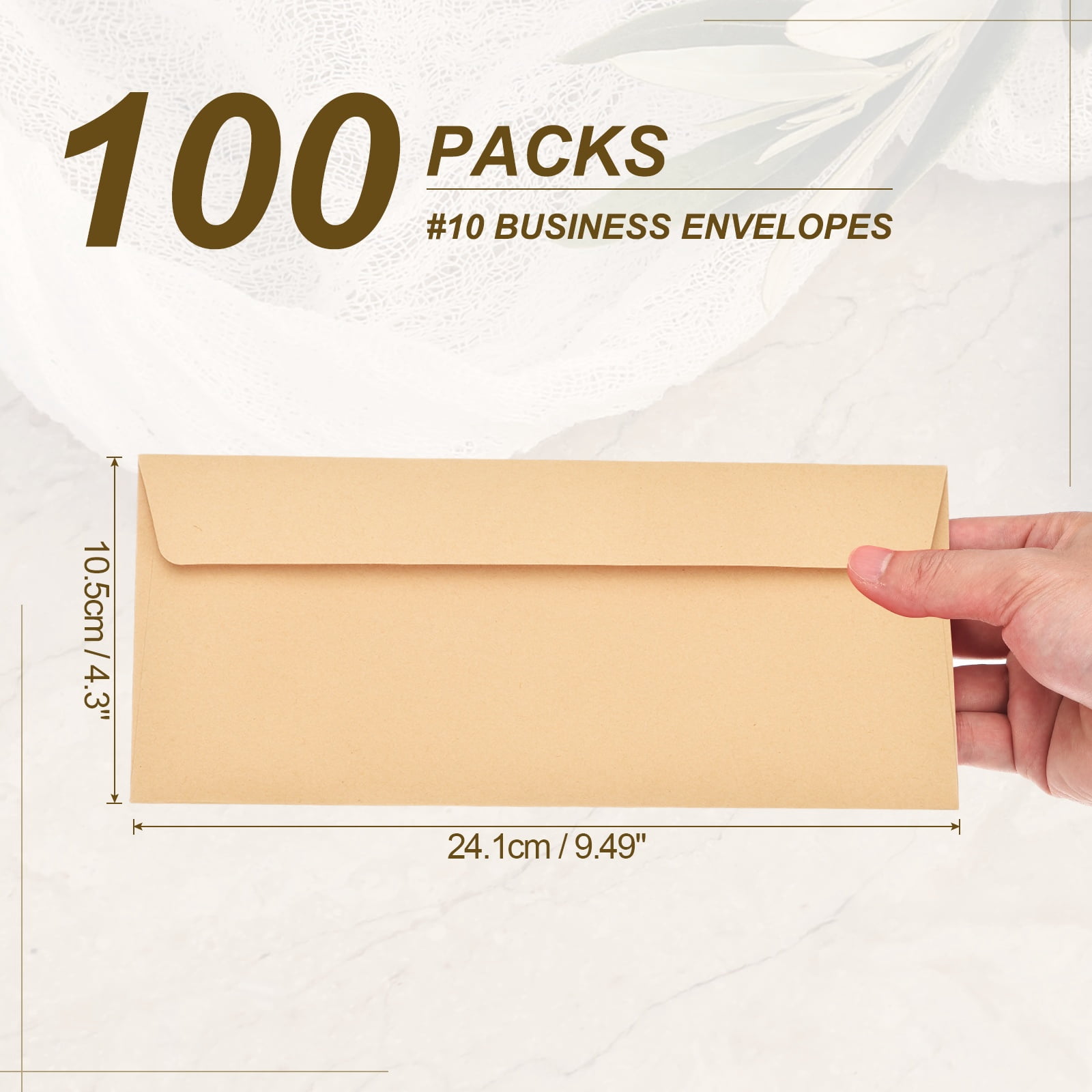 Uxcell 100 Pack Brown #10 Business Envelopes, Colored Self Seal Letter Size
