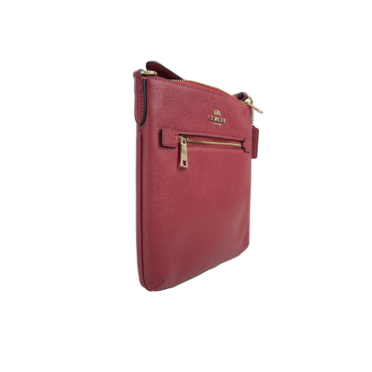 Coach Women s Mini Rowan Top Zip File Crossbody Bag in Crossgrain Leather Red