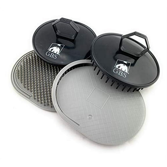 GBS Soft Pocket Shower Palm Hair Brush. Massage & Head Scratcher. 4-Pack - 2 Gray 2 Black Shower Shampoo Brush - Head Scrubber Promotes Hair Growth. Multi Use for Women Men Beard !
