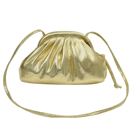 Crossbody Bag Clutches Dressy Vegan Leather Clutch Purse for Women Soft Pleated PU Evening Clutch