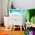 thumbnail image 3 of Buros para Recámara, Mesita de Noche con Luces Led y Estación de Carga, Muebles para Recámara con 2 Cajones para Dormitorio y Sala de Estar, 3 of 8
