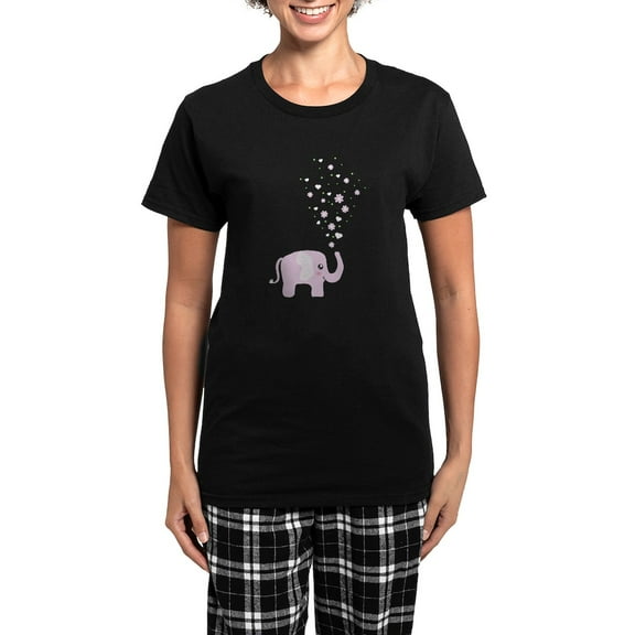 CafePress - Cute Elephant Pajamas - Women's Short Sleeve Print T-Shirt and Pants Dark Cotton Pajama Set