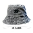 thumbnail image 6 of Mdesiwst Women Men Bucket Hat Round Flat Top Letter Hip Hop Decorative Sunscreen Windproof Deep Wide Brim Women Summer Hat Headwear, 6 of 7
