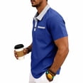 thumbnail image 4 of TKKCS Mens Polo Shirts with Pocket Short Sleeve- Summer Moisture Wicking Casual Performance Golf Shirts Blue Size L, 4 of 8