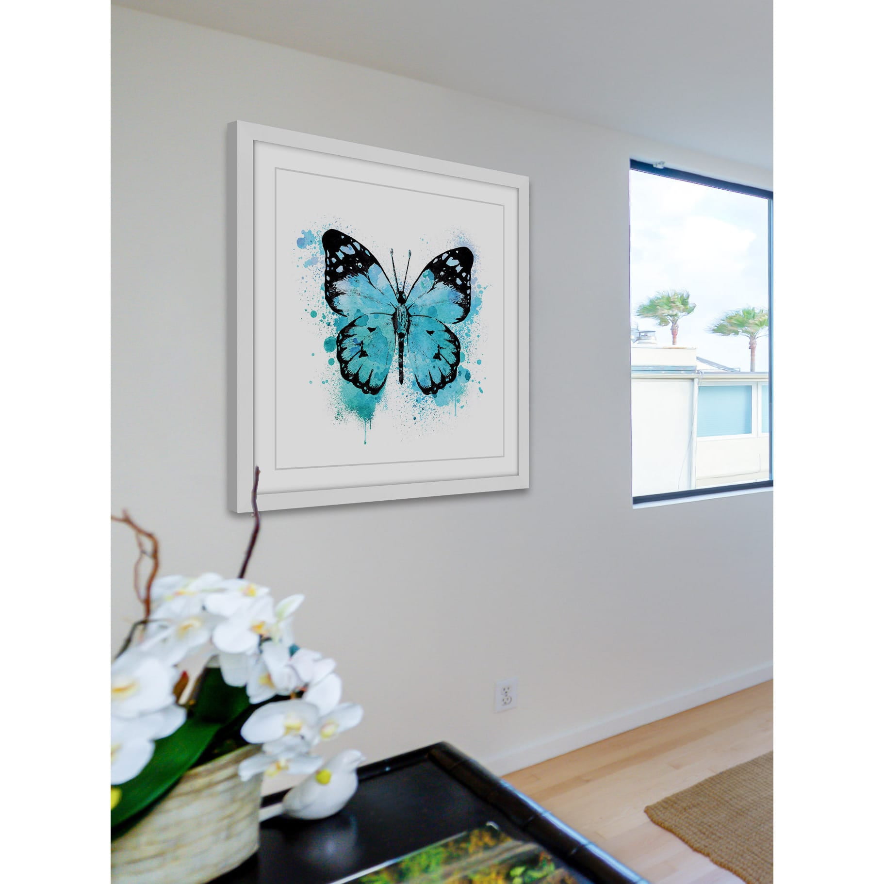 "Butterfly Black Blue" Framed Painting Print