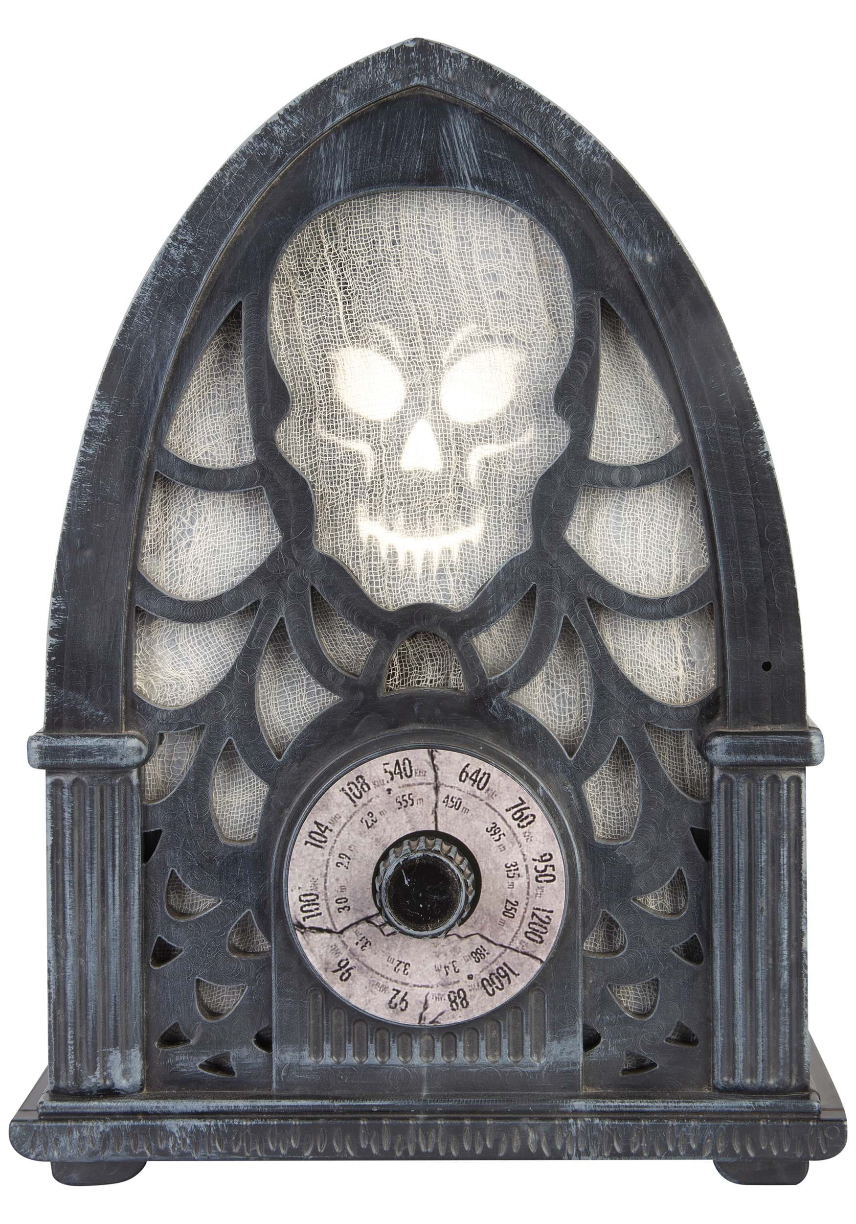 Lighted Decor EmoteGlow Haunted Radio Skull (White)