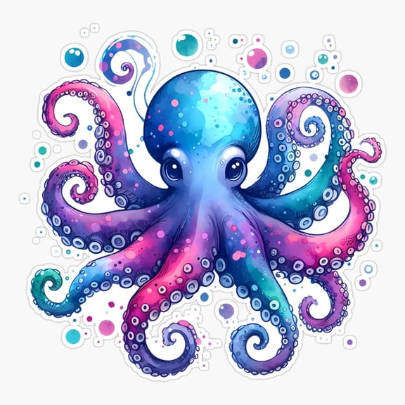 Colorful Octopus Ocean Art Sticker