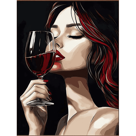 Woman Drinking Red Wine Canvas Painting， Perfect for Living Room， Bedroom， Dining Room， Bar， Office Decor and More