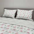 thumbnail image 2 of Watercolor Flowers Comforter & Sham Bedding Set, Pastel Plumeria Romantic Branches Shabby Summer Blooming, 3 pcs Duvet Set Microfiber Filling Quilt, 5 Sizes, Pale Pink Pale Green, by Ambesonne, 2 of 4