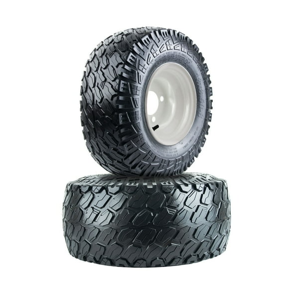 Wolf Pack 18X8.50-8 6ply Golf Cart Tires with 8X7 4-4.0 White Solid Wheel Tubeless Non-Directional Tire Multi-Terrain Tire with Superior Traction for Long-Lasting Performance