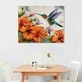 thumbnail image 2 of Nawypu  Bird Painting Art Prints Abstract Hummingbird with Hawaii Hibiscus Flower Canvas Wall Art Orange Poster Picture with Frame Modern Home Living Room Wall Decor, 2 of 4