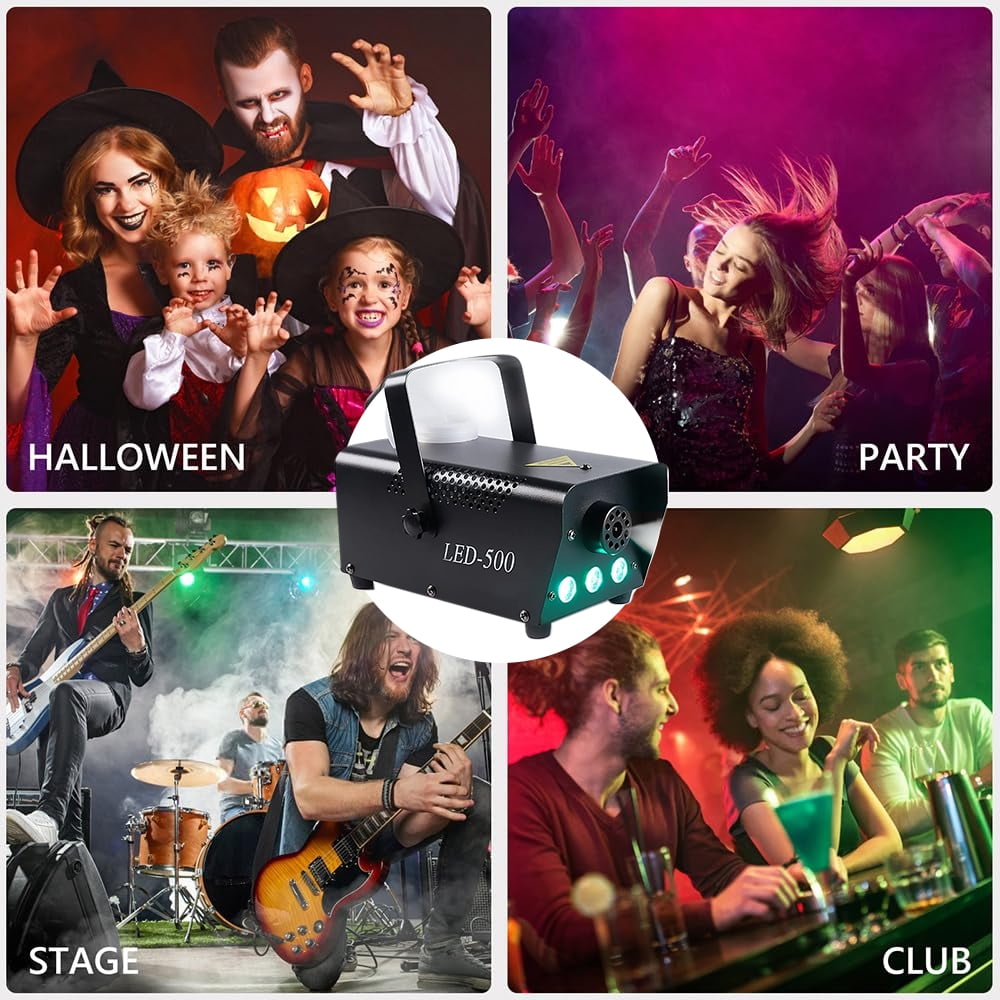 Uncahome Fog Machine,Smoke Machine with 13 Colorful LED Lights,500W and 3000CFM Smoke Sprayer with Remote,Outdoo&Indoor Fogger for Halloween,Party and Stage Effect