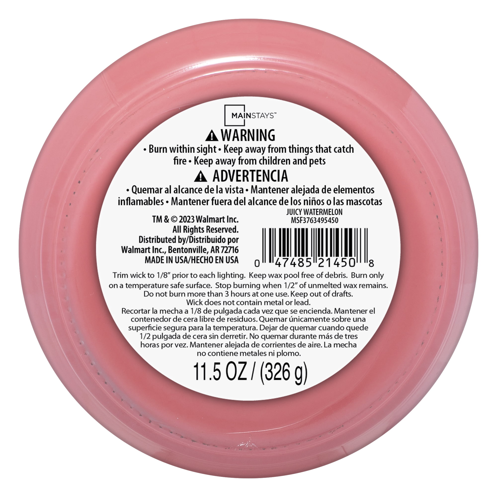 (3 pack) Mainstays Juicy Watermelon Scented 3-Wick Glass Jar Candle, 11.5 oz