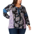 thumbnail image 2 of Style & Co Plus Size Paisley Print Peasant Top Black 3X, 2 of 2
