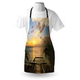 thumbnail image 3 of Ocean Apron Mediterranean Horizon Seascape from Wooden Terrace Balcony Fences Holiday Life Photo, Unisex Kitchen Bib Apron with Adjustable Neck for Cooking Baking Gardening, Multicolor, by Ambesonne, 3 of 3