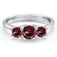 thumbnail image 3 of Gem Stone King 14K White Gold Red Rhodolite Garnet 3-Stone Engagement Ring | 1.34 Cttw | Round 5MM and 4MM | Three Stone Wedding Anniversary Promise Ring for Women (Size 7), 3 of 6