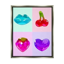 Stupell Industries Varied Gummy Candies Food & Beverage Painting Gray Floater Framed Art Print Wall Art, 17 x 21