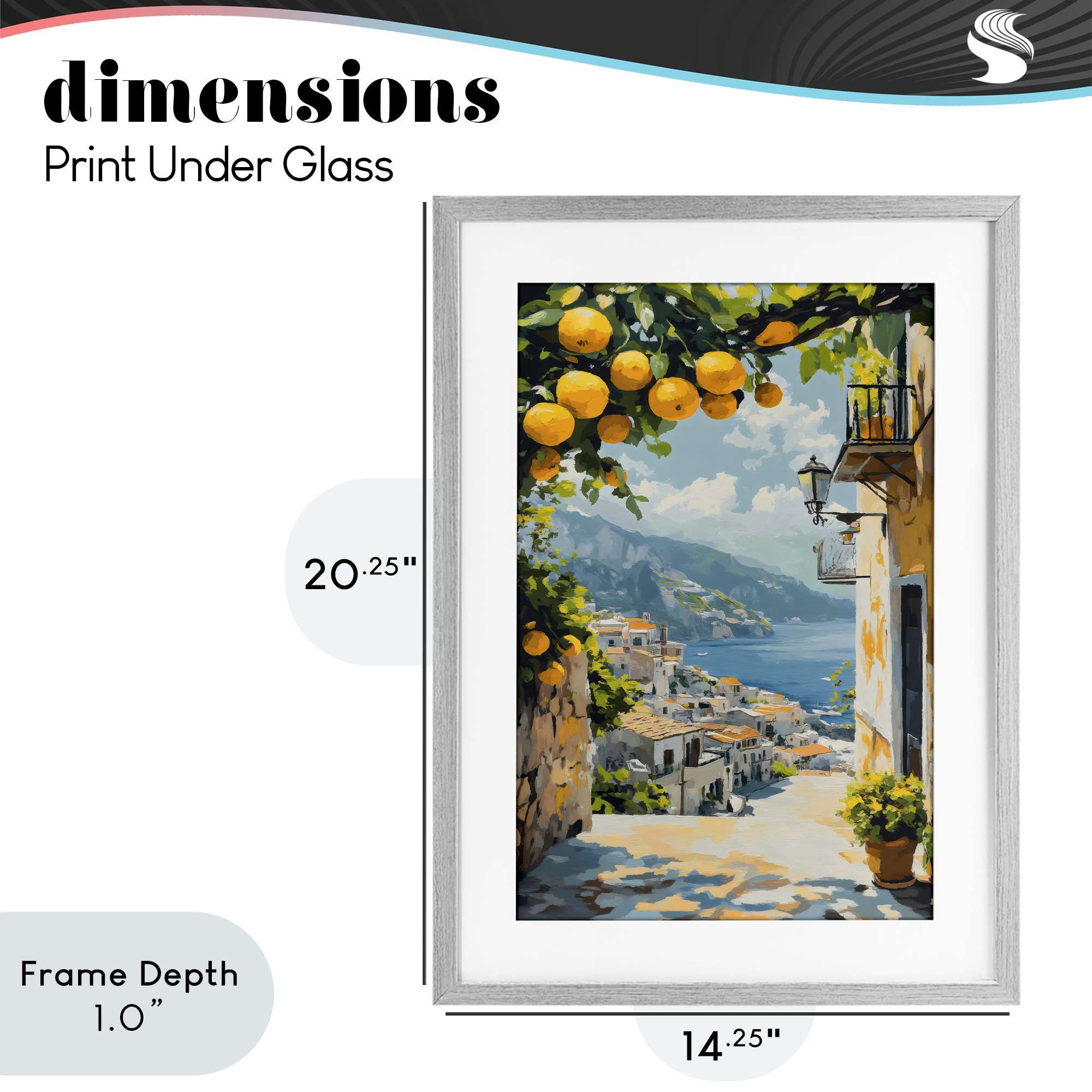 Stupell Industries Lemon Tree Overlooking Coast Gray Framed Print Under Glass, design by Creative Studio