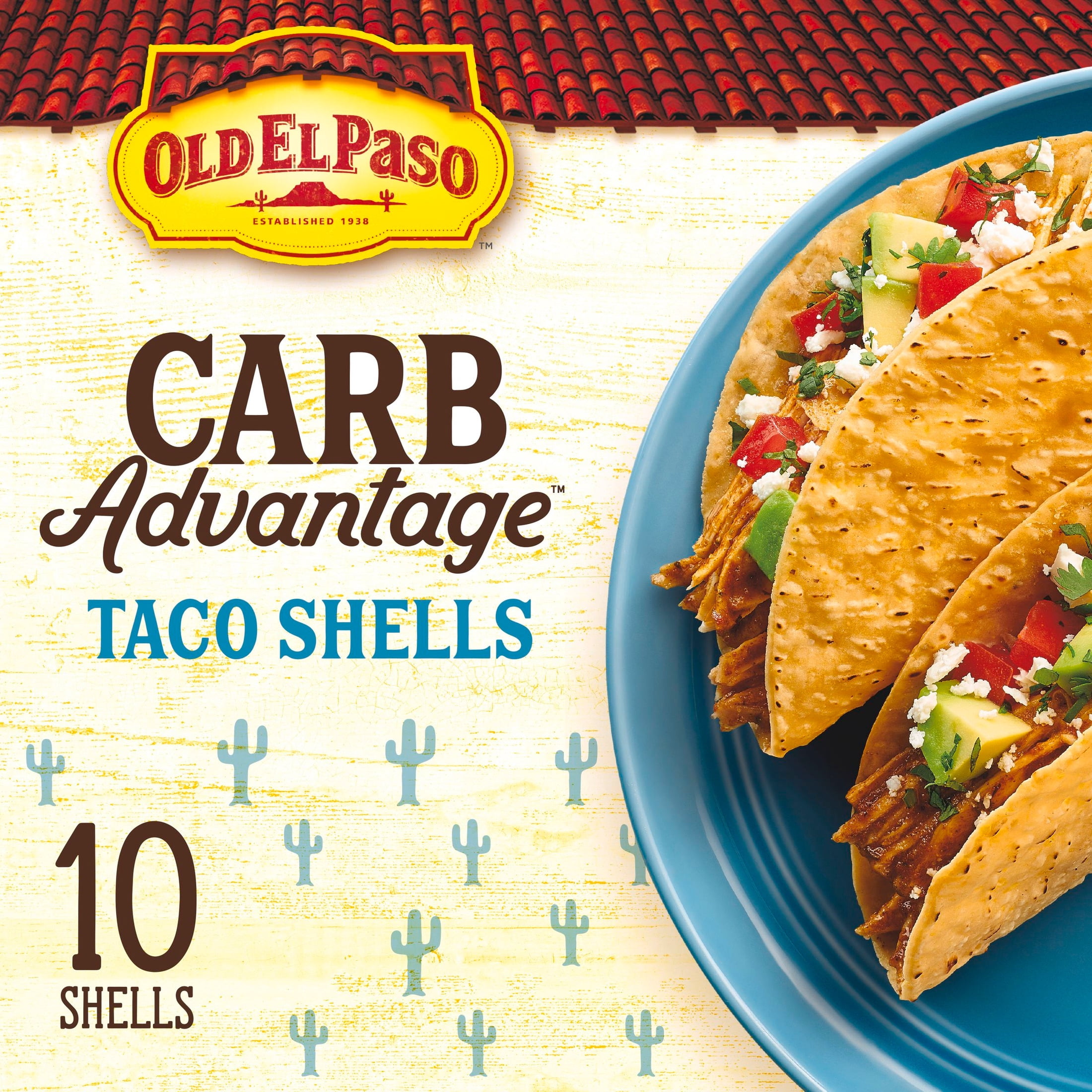 (6 pack) Old El Paso Carb Advantage Crunchy Taco Shells, 6g Net Carbs, 90 Calories, 10 Count, 4.6 oz