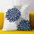 thumbnail image 3 of Dahlias Flowers Pillow Covers 18x18 Set of 2, Navy Blue White Grey Decorative Throw Pillow Covers Geometry Modern Linen Farmhouse for Couch Sofa Summer Home Outdoor Decor, 3 of 6