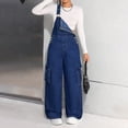 thumbnail image 6 of Mercatoo Girls Baggy Wide Leg Denim Overalls Kids Sleeveless Jumpsuit Bib Overall Streetwear Casual Loose Trousers with Pockets, 6 of 6