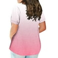thumbnail image 3 of EHTMSAK Dressy Womens Tops Plus Size Solid Tee Shirts Clearance Crew Neck Ladies Short Sleeve Tops with Lower Sides Summer Womens Plus-Size Tops for Leggings Pink 5X, 3 of 7