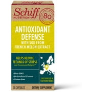 Angle View: Schiff Antioxidant Defense With SOD Capsules, (30 count in a bottle), Help Reduce Feelings of Stress 30 ea (Pack of 4)