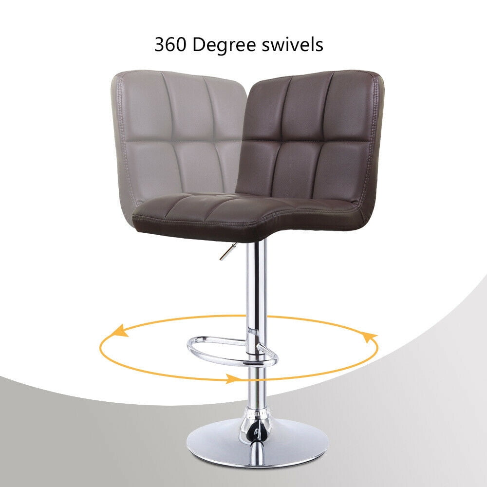 2x Bar Stools Height Adjustable Cuban Bar Chairs 360° Swivel Bar Kitchen Stool