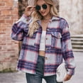 thumbnail image 4 of Defitshape Women's Button Down Shirt Jacket Plaid Print Shacket Winter Topcoats Casual Outerwear Warm Long Sleeve Western Thick Orange Medium, 4 of 4