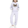 thumbnail image 3 of Piuwrlz Toddler Sweatsuits Sets 2pcs Girls Jogger Set Pocket Round Neck Sweats and Sweatpants White Size 5 Years, 3 of 7