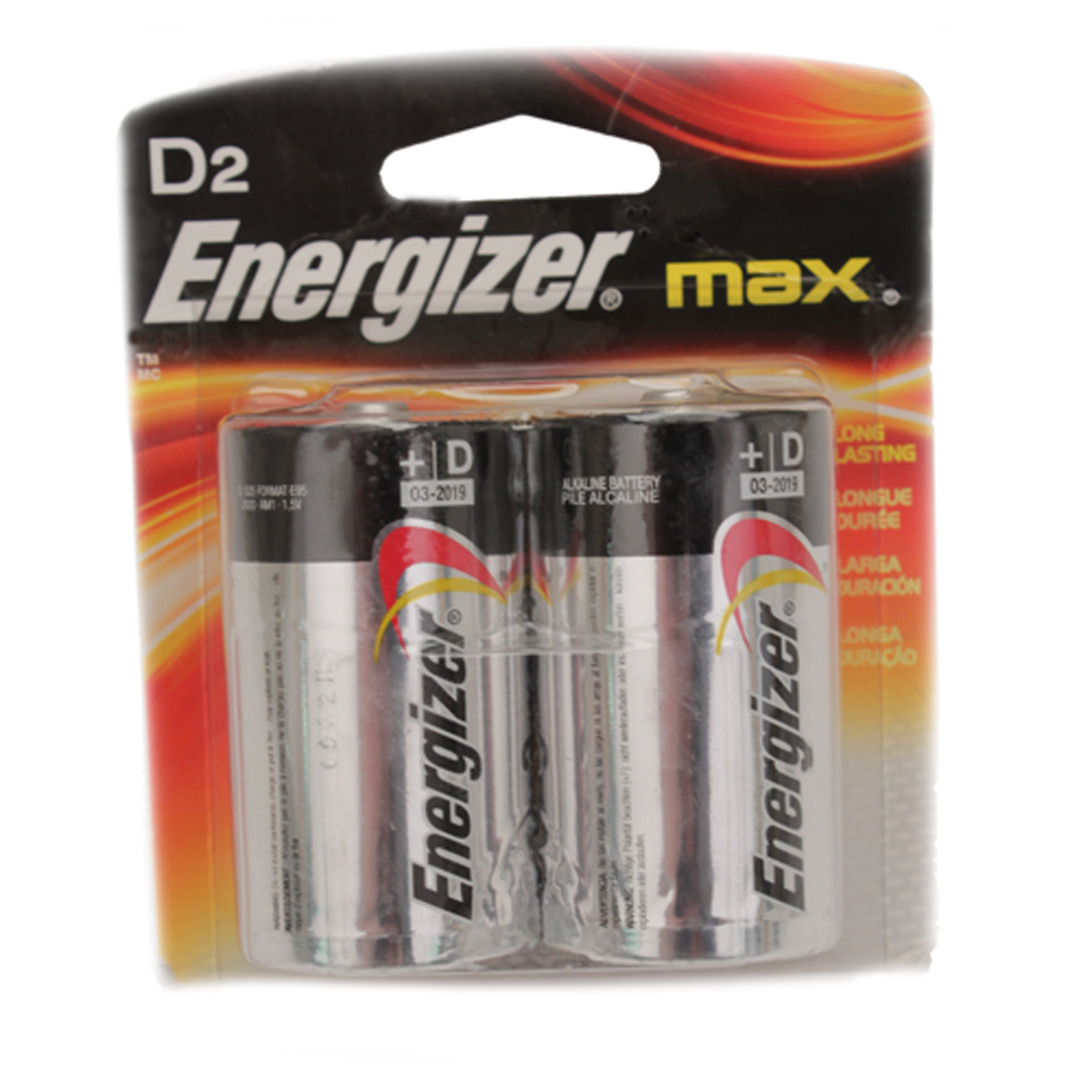 Energizer Max Alkaline D Batteries, 2 Pack