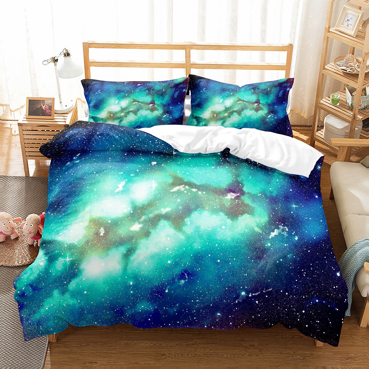 Galaxy Duvet Cover Set Starry Sky Comforter Cover Universer Outer Space