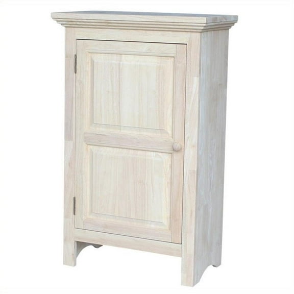 Pemberly Row 36" Traditional Solid Parawood Single Jelly Cabinet in White