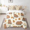 thumbnail image 2 of Manfei Brown Capybaras Bed in a Bag Full Size,Fruit Orange Bed Set,Cartoon Animal Bedding Full Size,Ultra Soft Room Decorative Reversible,7 Pieces, 2 of 7