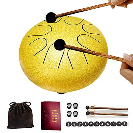 ArtFamy Steel Tongue Drum kids kit-6 Inches 8 Notes Mini Panda drum set for kids, hang Drum Healing Drum Set for Kids Yoga,steel drum for kids musical instruments,kids drum set with Padded Travel Bag