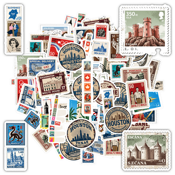 35pcs Vintage Stickers Travel Stickers Historic Stickers Decorative Stickers for Laptops Suitcases Notebooks