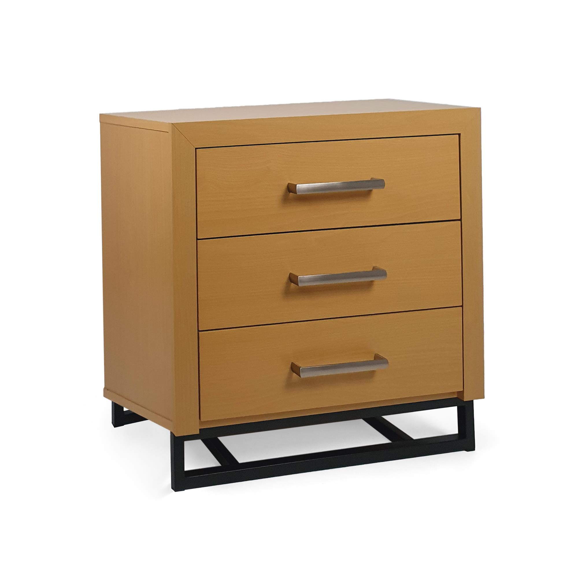 Resenkos Wood Dresser for Bedroom with 3 Drawers, Chest of Drawers with Sturdy Metal Frame for Nursery, Maple