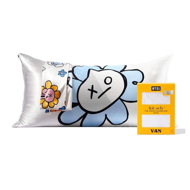 Funda de almohada Kitsch x BT21 (Van) satinada con cremallera tamaño king