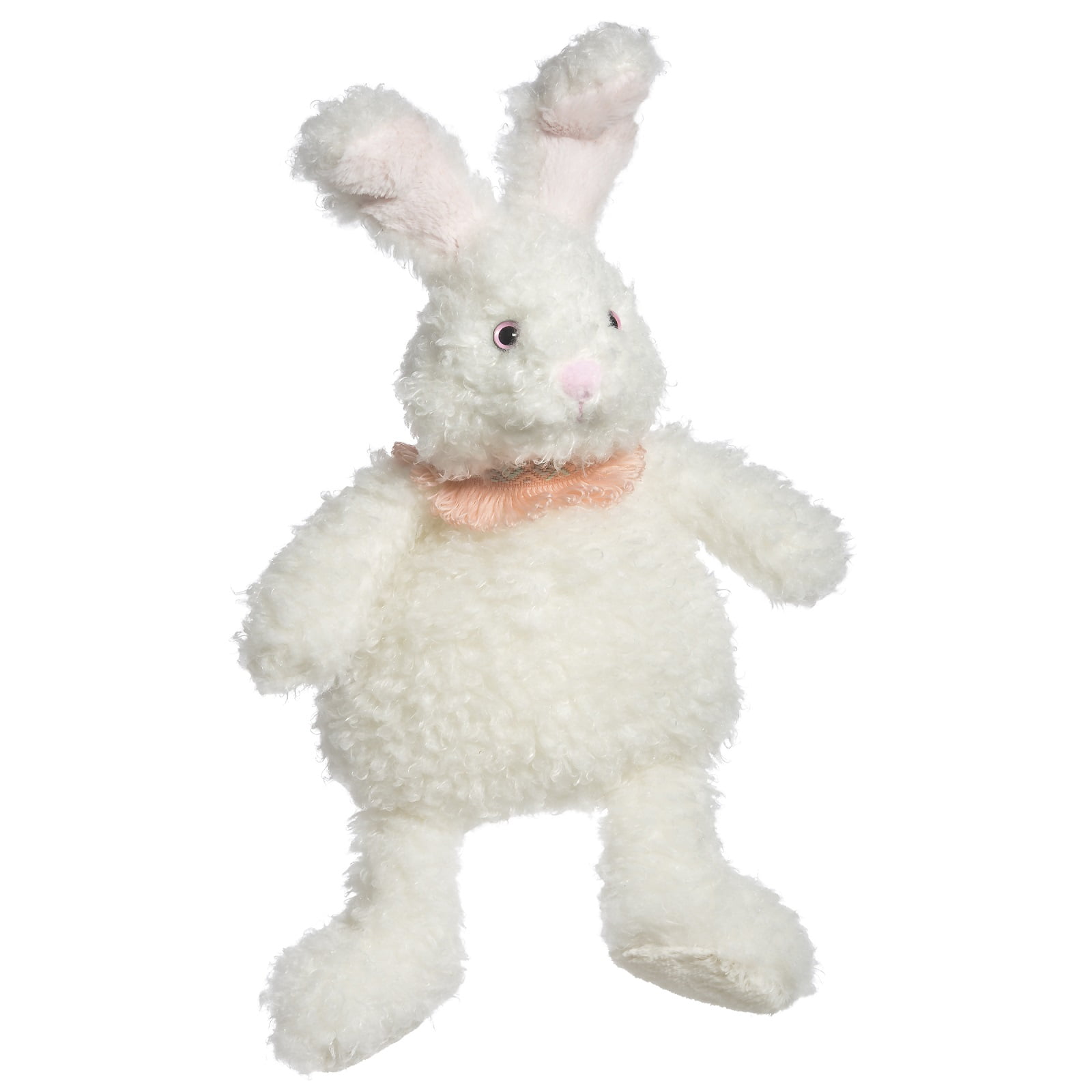 Happy Go Fluffy Pink Textured Bunny Rabbit With Bow Stuffed Plush Animal 12" 