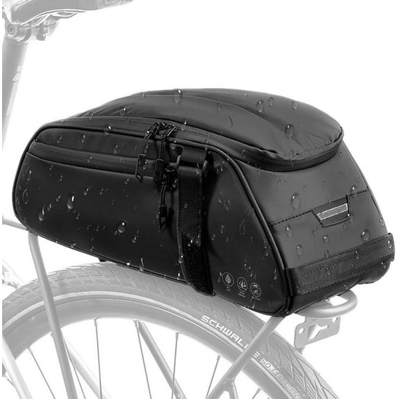 Danuosie Reflective Rear Rack Bag, Water Resistant Bike Saddle Panniers for Bicycles, 8L Trunk Cycling Back Seat Cargo Carrier Storage Pouch with Shoulder Strap for Travel Commute