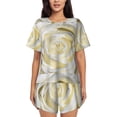 thumbnail image 1 of Balery White Rose Conjunto de Pijama para Mujer con Estampado, Dos Piezas de Manga Corta y Shorts, Ropa de Dormir Suave con Cuello Redondo y Bolsillos-Medium, 1 of 6