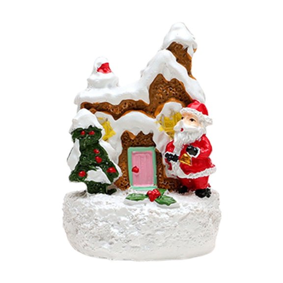 JoyMoreHome Christmas Glowing Resin Small House, Christmas Theme Holiday Decoration for Tabletop Centerpiece, Shelves, Christmas Party